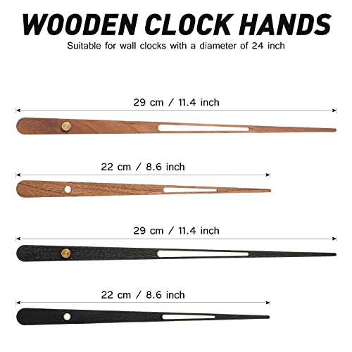 Jadive 2 Pcs High Torque Long Shaft Clock Movement Mechanism with Wooden Clock Hands for DIY Repair Parts Replacement(Fit for 24'' Clock, 30mm Shaft) - Thumbnail 3