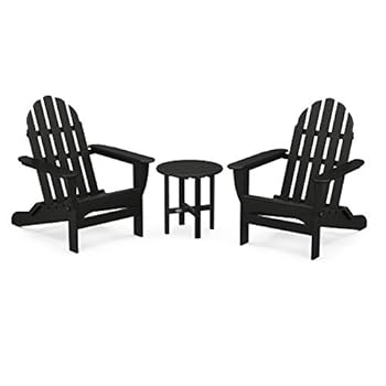 Alternative view of POLYWOOD PWS214-1-BL Classic Adirondack Chair Seating Set in Black