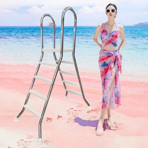 Escalera para piscina de 52 pulgadas con 4 peldaños antideslizantes miniatura 1