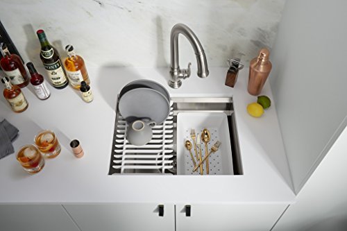 Kohler Prolific 23 Inch Workstation Stainless Steel Single Bowl Kitchen Sink With Included Accessories, 10 Inches Deep, 18 Gauge, Undermount Installation K-23650-Na #TOP2