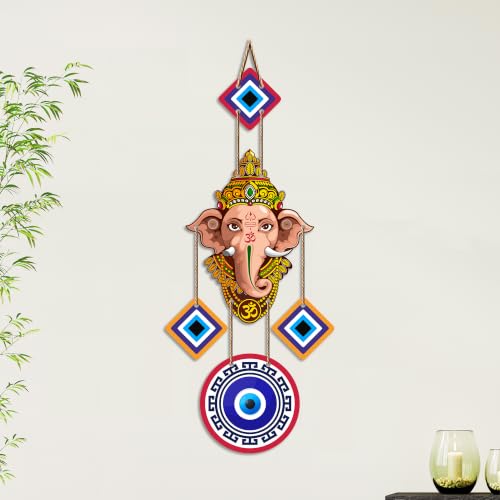 Image of Artvibes Mandala Ganesha Evil Eye Wall Hanging for Home Entrance | Lucky Nazar Battu MDF Wall Decor | Vastu Wall Art for Living Room | Office | Bedroom & Main Door | Gift Item (WH 8554N)