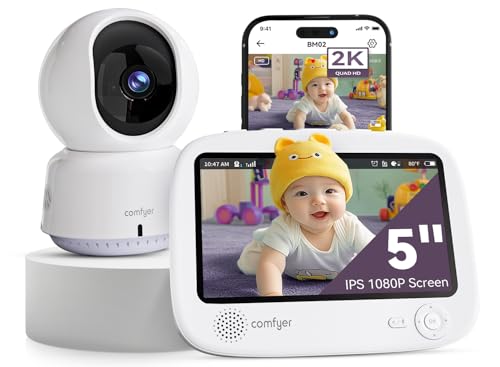 Smart WiFi Baby Monitor - 5" 1080P Split Screen & 2K Camera App C...
