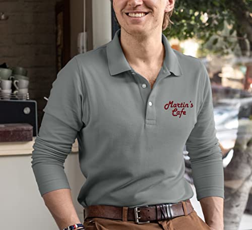 Custom Embroidered Long Sleeve Polo Shirts for Men Personalized Embroidery Text2