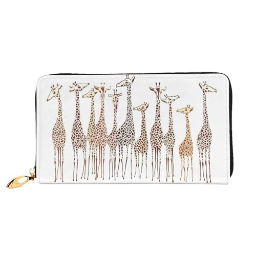 Portefeuille en cuir girafe pour femme avec fermeture éclair et fentes pour cartes de crédit