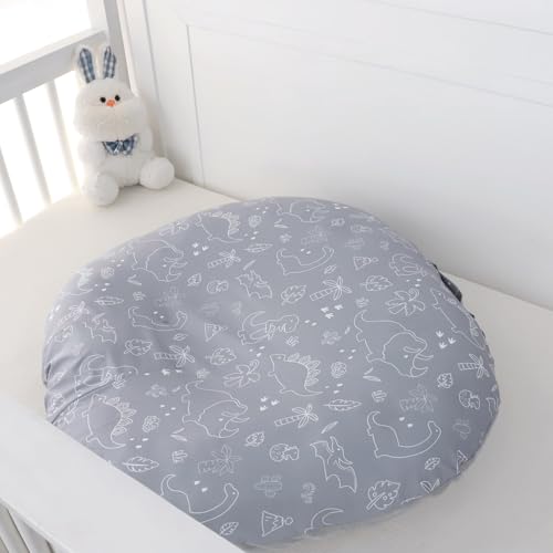 Image of Newborn Lounger Cover, Soft Comfortable Baby Lounger Cover, 1 Pack Reversible Removable Slipover for Infant Lounger Pillow, Dinosaur (Lounger not Included)