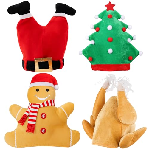 REDSTAR FANCY DRESS 4pc Novelty Christmas Hats Adult - Novelty Christmas Hat Pack for Adults and Kids - Fun Silly Xmas Headwear as Xmas Party Props - Fun Festive Headwear as Festive Photo Booth Props