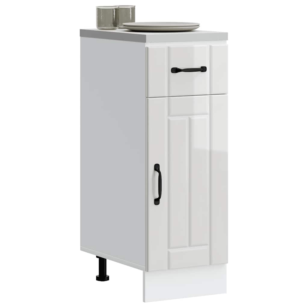 Tomostar Meuble Bas de Cuisine, Armoire de Cuisine Lucca Blanc Brillant Bois ingénierie 30x46x81,5 cm