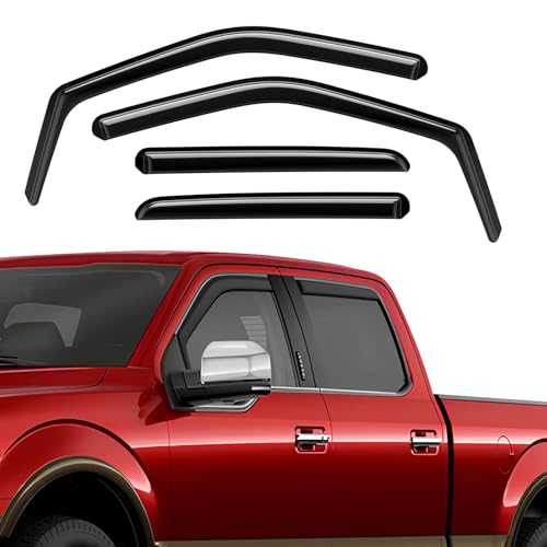 ISINLASSO in-Channel Rain Guards Compatible with Ford F150 2015-2025, Extra Durable Side Window Deflectors, 2020 2021 2022 2023 2024 2025 F150 Wind Deflectors Rain Guard Black - 4 PCS