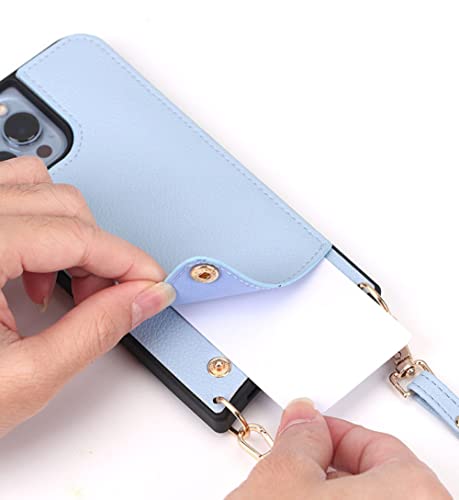 Coque iPhone 14 avec cordon et porte-carte intégré en silicone vert - 2