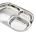 Korean Stainless Steel Divided Plates, Kids Toddlers Babies Tray, BPA Free, Diet Food Control, Camping Dishes, Compact Serving Platter, Dinner Snack, 3 Compartment Plate Silver, Set of 2