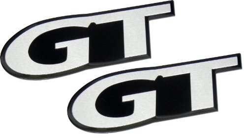 ERPART GT Fender Trunk Embossed Aluminum Emblem Badge Compatible with Ford Mustang (Pack of 2)