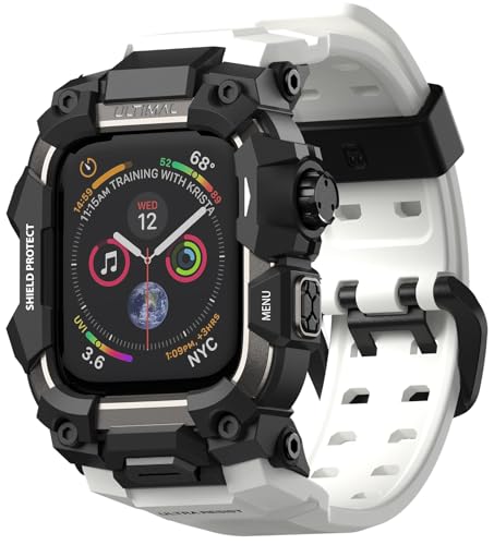 Image of ULTIMAL Rugged Case with Band for Apple Watch 44mm,Compatible with Apple Watch Series SE 3 /SE 2 /SE Generation /6 /5 /4, Military Grade Shockproof Bumper Cover for iWatch Tactical Band Men (44mm,white)