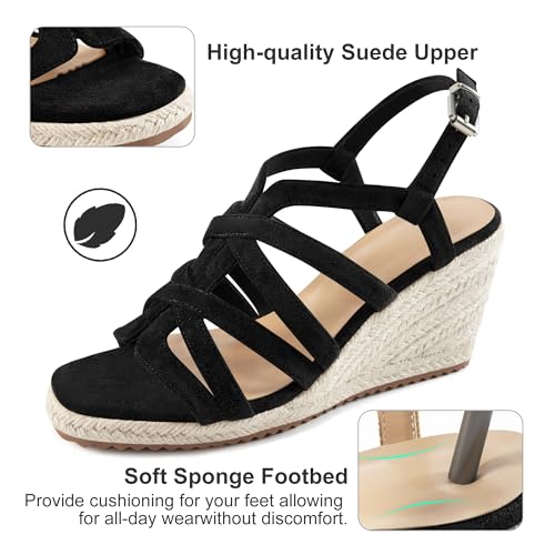 Aomigoct Wedge Sandals for Women Dressy: Comfortable Casual Work Espadrille Wedges - Ladies Summer Outdoor Walking Shoes3