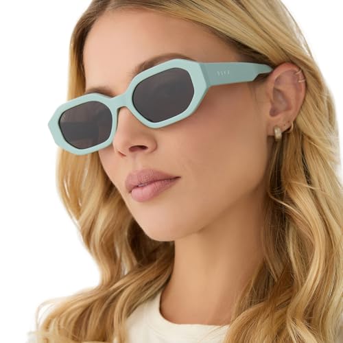 DIFF Allegra Designer Angular Sunglasses for Women UV400 Polarized, Steel Teal + Grey2