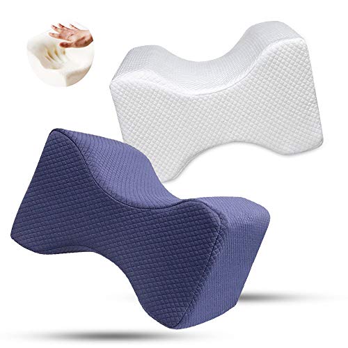 Leg Locator Knee Pillow Memory Foam Orthopedic Knee Pillow for Sciatica Relief, Back Pain, Leg Pain, Pregnancy, Hip and Jjoint Pain-Memory Foam Wedge Shape (White)