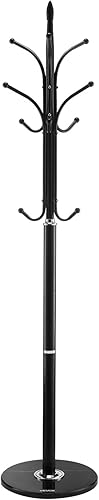 Miniatura 9 de VEVOR Perchero independiente, soporte de árbol con base estable de mármol y 6 ganchos, perchero independiente para entrada, dormitorio, oficina,