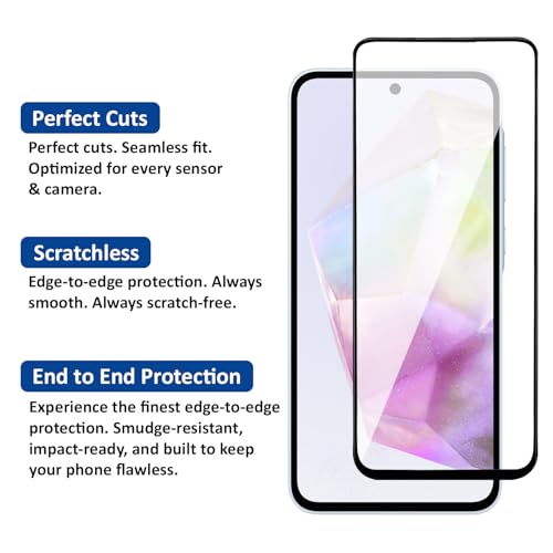 Image of AIBEX Tempered Glass for Samsung A35 5G / Samsung A55 / Samsung M35 | 9H Hardness | Anti-Glare & Anti-Fingerprint | Water Resistant | Edge-to-Edge Full Screen Protector | Bubble-Free Installation