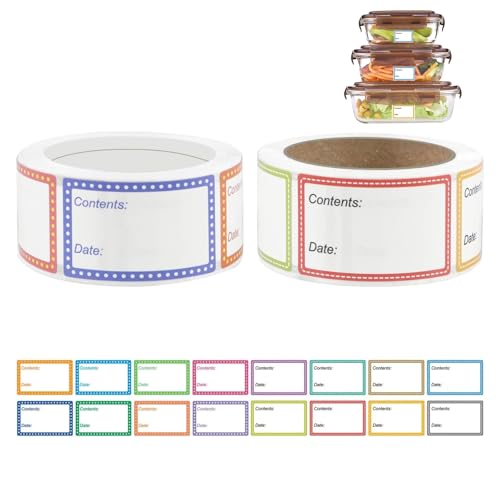 2 rollos de 1000 etiquetas para congelador, etiquetas para escribir, etiquetas adhesivas para etiquetar, etiquetas autoadhesivas para el hogar, cocina, vasos, mermeladas