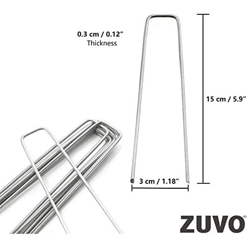 Zuvo 100 Pack Garden Securing Pegs, U Shaped Heavy Metal tent pegs for weed membrane - 6''/150mm Netting Stakes Staples - Image 3