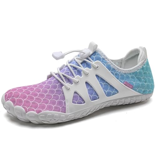 WateLves Water Shoes Mens Womens Barefoot Quick-Dry Aqua Sock Outdoor Athletic Sport Shoes for Swim Beach Pool Hiking Surfing Walking(YE-Pink Purple,39)