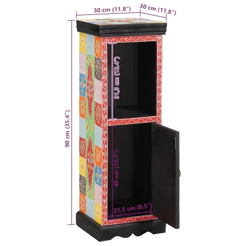 Cómoda de madera maciza de mango de 30x30x90 cm multicolor con una puerta para pasillo 4