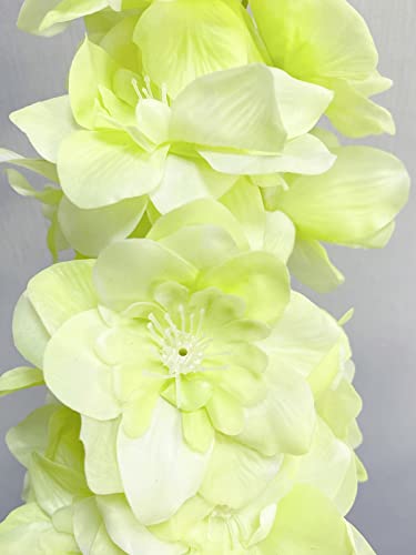 YalzoneMet 3Pcs Light Green Delphinium Artificial Flower Long Stem for Tall Vase 31.5'' Real Touch Fake Larkspur Latex Big Delphinium for Home Decor Floor Vase Flora Table Centerpiece