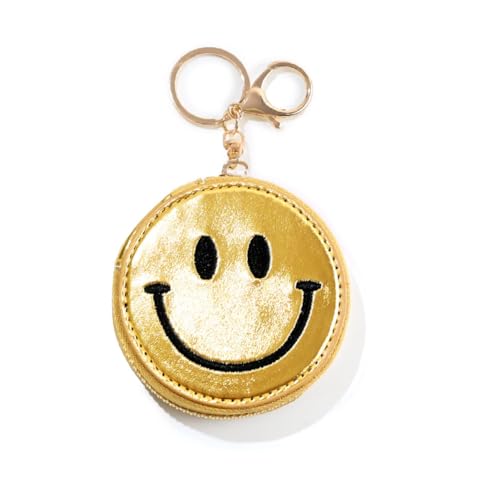 スマイリーフェイス コインケース スマイリー ニコちゃんマーク キーホルダー バッグチャーム レディース 小銭入れ/kc-39 (ミラーゴールド)