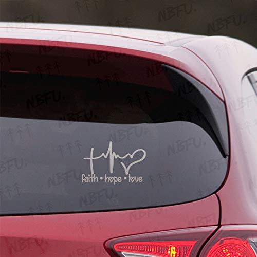 Nbfu Decals Faith Hope Love Christian Jesus Quotes 3 (Metallic Silver) (Set Of 2) Premium Waterproof Vinyl Decal Stickers Laptop Phone Accessory Helmet Car Window Bumper Mug Tuber Cup Door Wall #TOP1