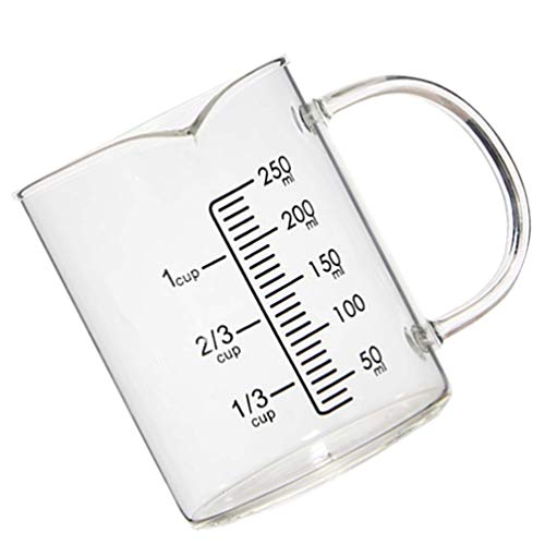 Hemoton Copos de medição de vidro com escala transparente para assar, copo de leite, copo de café da