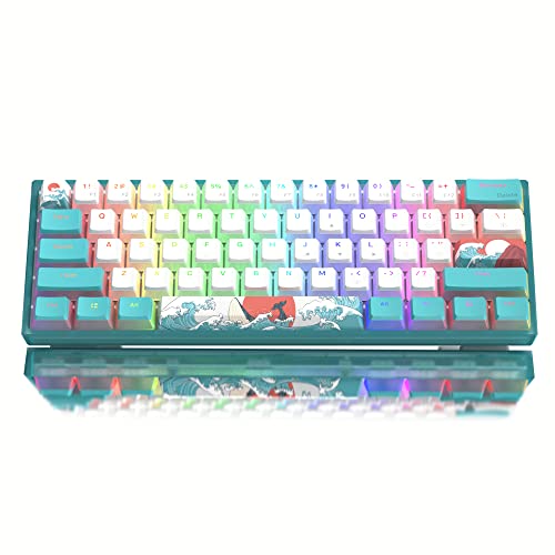 Womier 60% Percent Keyboard, WK61 Mechanical RGB Wired Gaming Keyboard, Hot-Swappable Keyboard with Blue Sea PBT Keycaps for Windows PC Gamers – Linear Red Switch