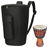 Heyaxdin 12 inch Djembe Backpack Hand Drum Carry Bag, Sturdy Oxford Cloth with Foam Padding Adjustable Shoulder Straps, Portable Waterproof Black Shoulder African Drum Carry Bag