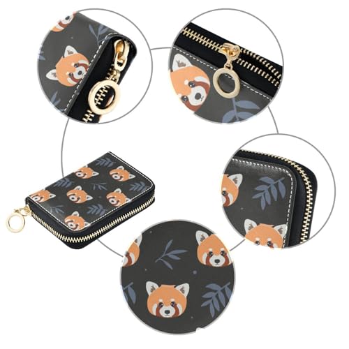 Red Panda RFID Credit Card Holder Leather With Zipper Card Case Wallet for Women Girls3