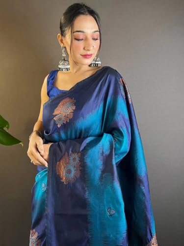 Image of SGF11 Women's Kanjivaram Pure Soft Silk Saree With Unstitched Blouse Piece