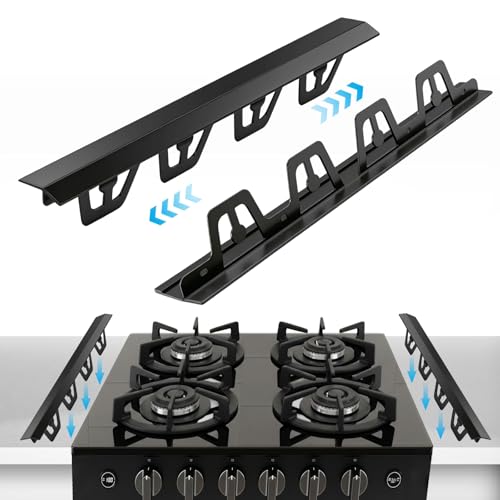 Image of T-Shape Stove Gap Covers Stainless Steel, 2 Pack Stove Gap Filler Easy Retractable Length 13.8 inch to 27.5 inch, Width 1.85 inch - ALMCALS Oven Gap Filler Stove Guards Range Trim Kit