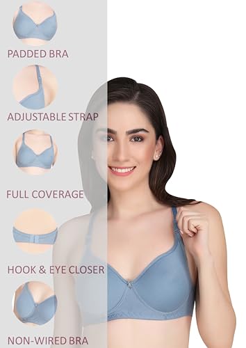 Liigne Women Padded Bra - Made of Pure Cotton Full Coverage Non Wired Seamless Pushup Soft Cup for T-Shirt Saree Dress and for Everyday - Image 2