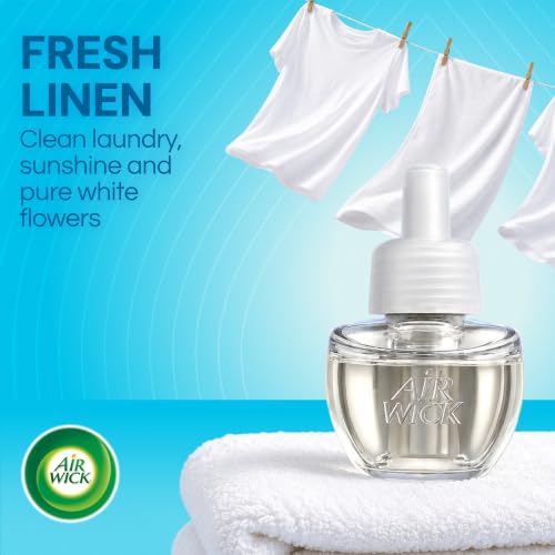 Image of Air Wick Plug in Scented Oil Refill, 10ct, Fresh Linen, Air Freshener, Essential Oils, Eco Friendly Pack