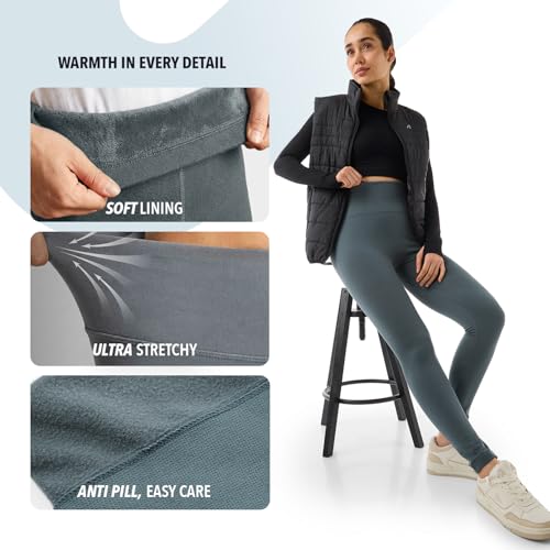 Image of Boldfit Skinny Fit Thermal Wear for Women Leggings Winter Wear for Women Warm Fleece Natural Insulation Lower Body Warmer for Woman Polyspandex Tights Thermals for Woman Winter Inner Leggings