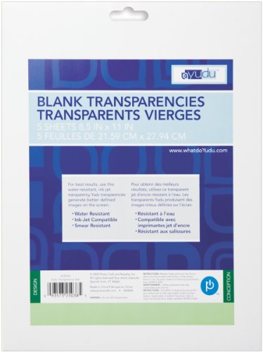 YUDU 8-1/2-Inch-by-11-Inch Blank Transparencies, 5 Pack