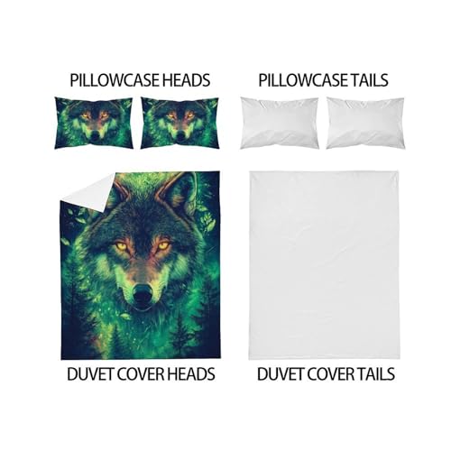 Housse de couette loup avec impression 3D parure lit microfibre douce - 4