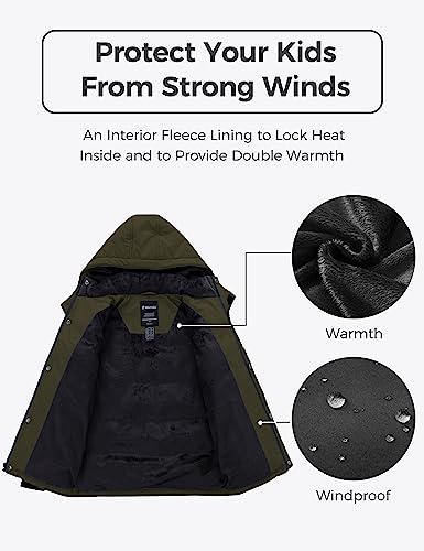 Image of Wantdo Boys Puffy Winter Coats Fleece-Lined Snow Jackets Removable Hood | Removable Hood, Windproof, Machine Washable