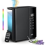 JRD Warm & Cool Mist Humidifiers for Bedroom 5L, Quiet Ultrasonic Air Humidifier Fast Symptom Relief, 50H Runtime, Oil Diffuser, 12H Timer, 7 Color Light for Large Room, Office, Baby, Plants-Black