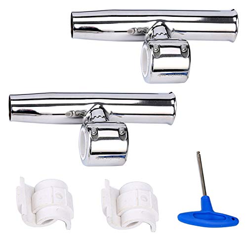 Image of Amarine Made Stainless Clamp on Adjustable Fishing Rod Holder for Rails 1-1 /2 inch to 1-3 /4 inch
