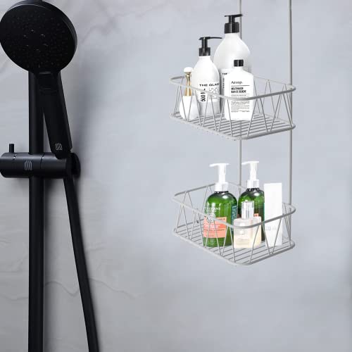 Blue Canyon 2 Tier Hanging Shower Caddy, No Drill Stainless Steel Bathroom Shelf, Non-Rusting Storage Shelves, Shower Accessory for Bathroom Organisation Shelf, Shower Basket Organizer, White - Cosy Home Interiors Blue Canyon 2 Tier Hanging Shower Caddy, No Drill Stainless Steel Bathroom Shelf, Non-Rusting Storage Shelves, Shower Accessory for Bathroom Organisation Shelf, Shower Basket Organizer, White - Image 9