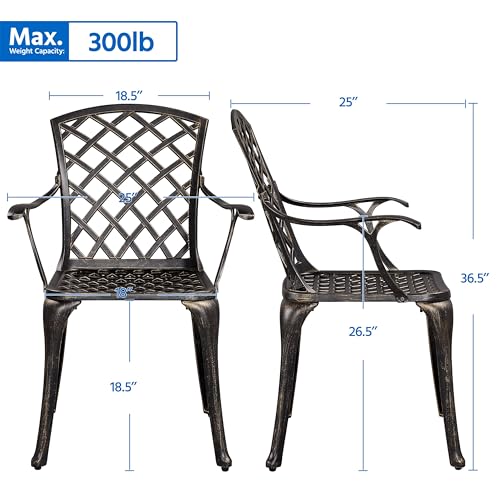 Yaheetech YT-00135141 Patio Dining Chairs With Armrests Weather Resistant Cast Aluminium Bistro Chairs Outdoor Metal Chairs thumb #2