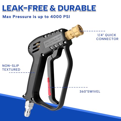 Pressure Washer Gun, 4000 PSI High Power Water Spray Gun with 3/8" Quick Connect Plug, Pressure Washer Handle with M22-14/15mm Adapter and 5 Spray Nozzle Tips by toptry - Image 6