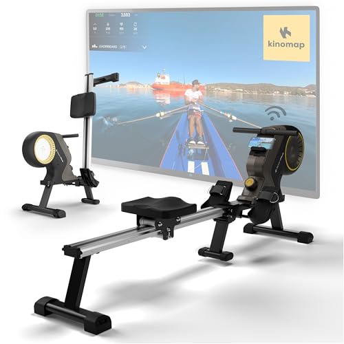 SportPlus Rudergerät für zuhause klappbar - Heimtrainer Rudergerät 8 Widerstandsstufen - leises Magnetbremssystem - Rudermaschine für zuhause...