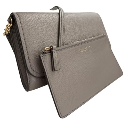 Tory Burch Women's 146467 Thea Pebbled Leather With Gold-tone Hardware Crossbody Bag With Flat Wallet (Gray Heron)3