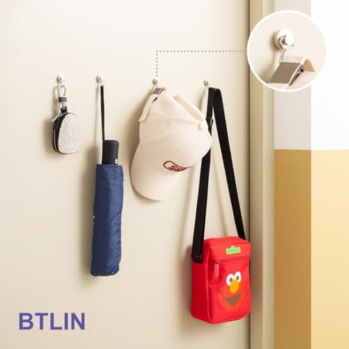 BTLIN Magnethaken Mini, Stark Neodym Magnete mit Klein Haken, Vertikale Tragfähigkeit 8KG Geeignet für Küchen Büro 12Stück