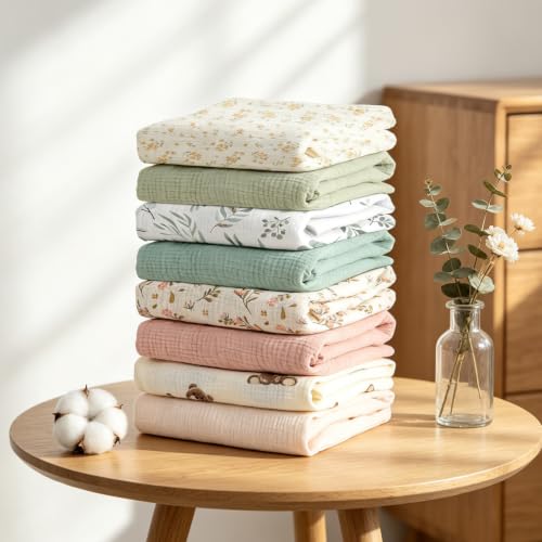 Image of Organic Baby Bassinet Sheets 2 Pack 33 inchx17 inch 100% Muslin Cotton for Baby Girl Boy, 1Soft Fitted Mattress Pad Cover Compatible with Halo BassiNest Swivel Sleeper, Graco, Baby Delight, Chicco, Angelbliss