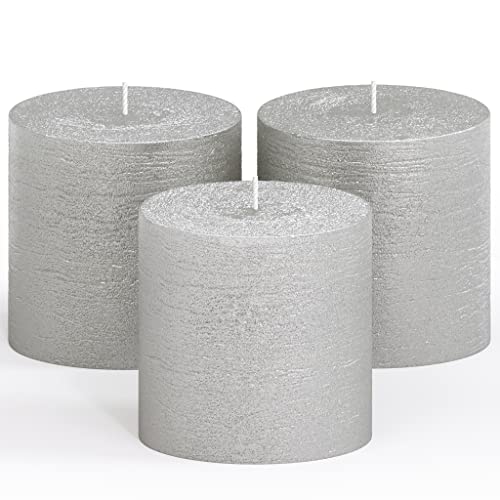 Candwax Säulen-Set, silberfarben, 3 Stück Cover
